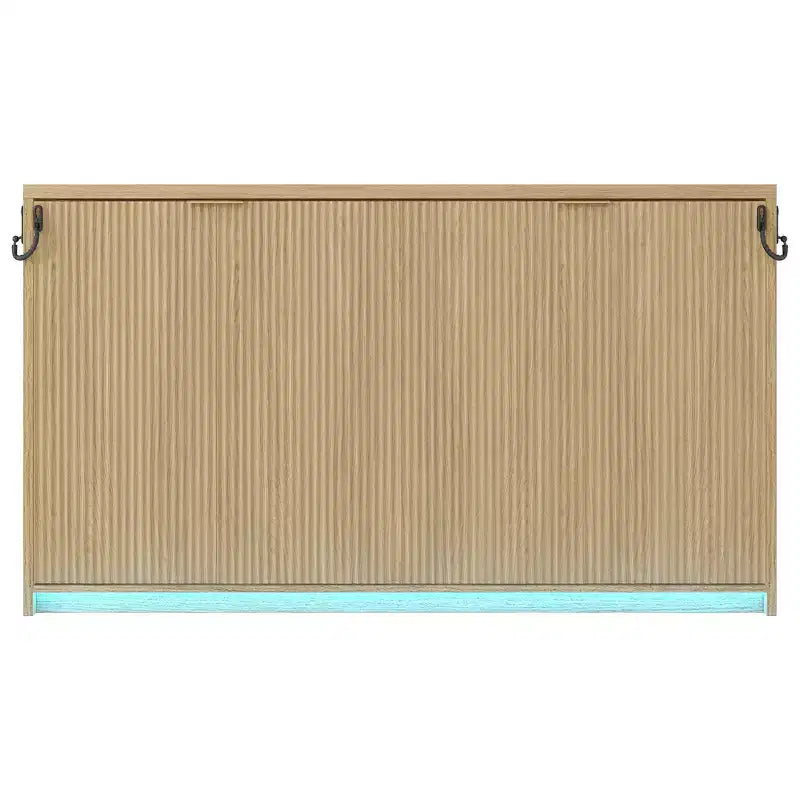 Lit escamotable de taille armoire avec éclairage LED pour salon et appartement, Nature