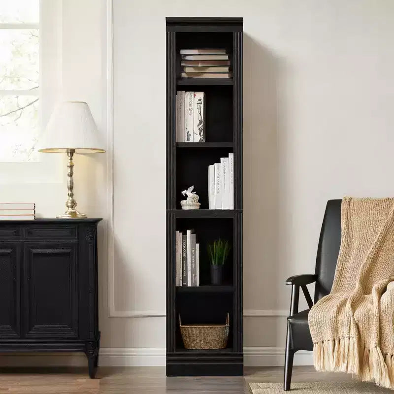 Étagère étroite, Meuble de rangement modulable, Noir