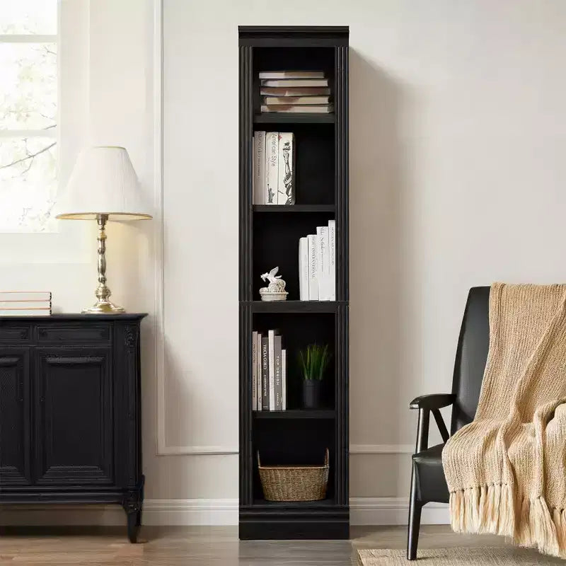 Étagère étroite, Meuble de rangement modulable, Noir