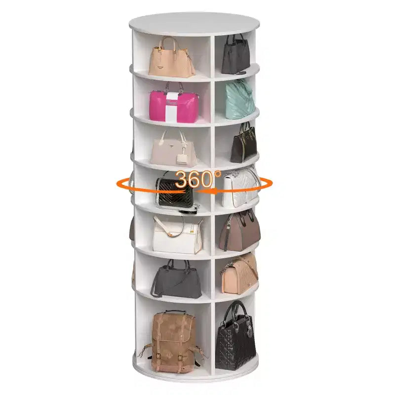 Tour d'étagère à chaussures rotative, support de rangement rotatif à 360° autonome, tour à chaussures avec base surélevée et plateau de rangement rotatif - Blanc