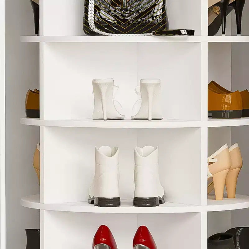 Tour d'étagère à chaussures rotative, support de rangement rotatif à 360° autonome, tour à chaussures avec base surélevée et plateau de rangement rotatif - Blanc