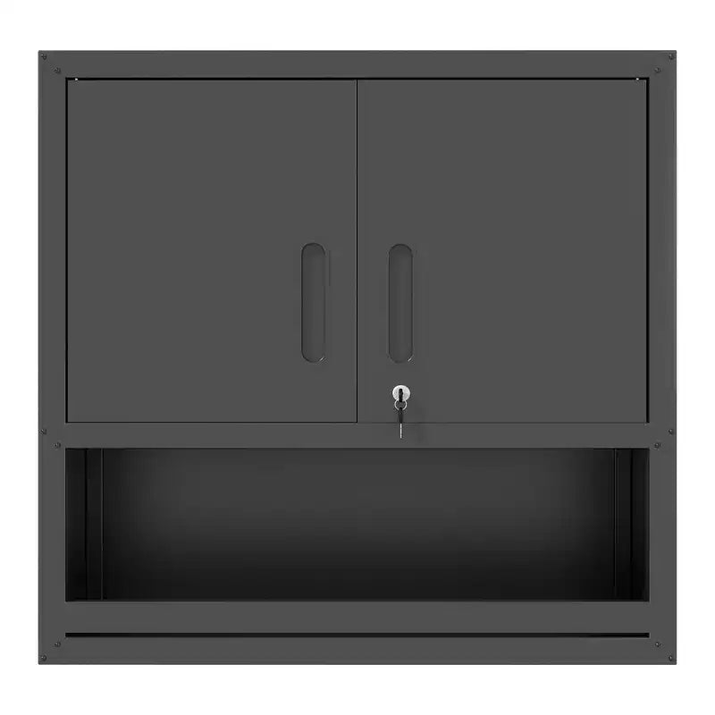 Armoire murale 30H en acier – Portes verrouillables + Tiroir ouvert + Étagère réglable, Acier laminé à froid, Garage/Bureau/Entrepôt/Maison/École