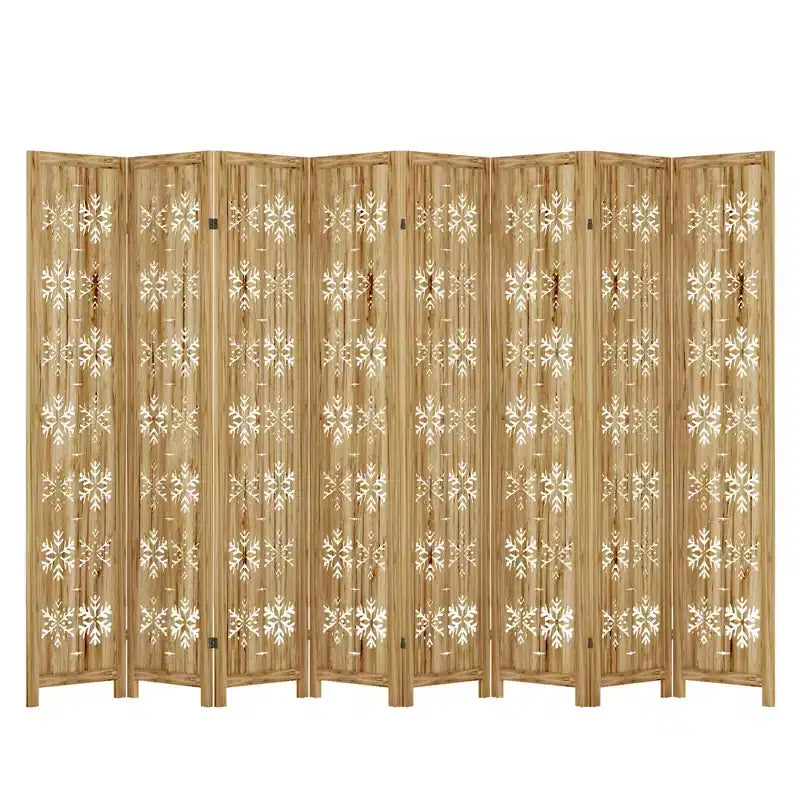 Paravent pliant avec motif flocon de neige pour bureau, jardin, chambre à coucher, bois de paulownia