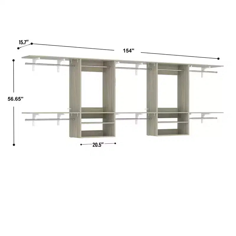 Système d'organisation de placard mural avec tringles extensibles