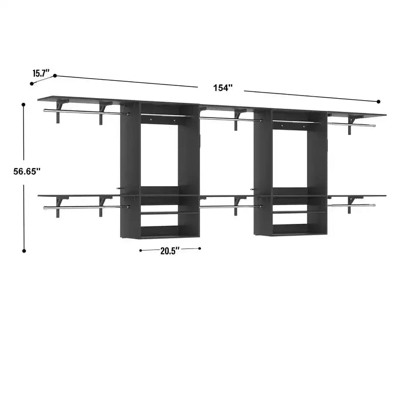 Système d'organisation de placard mural avec tringles extensibles