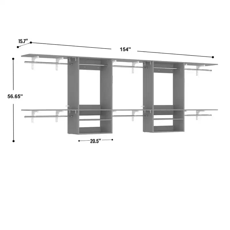 Système d'organisation de placard mural avec tringles extensibles