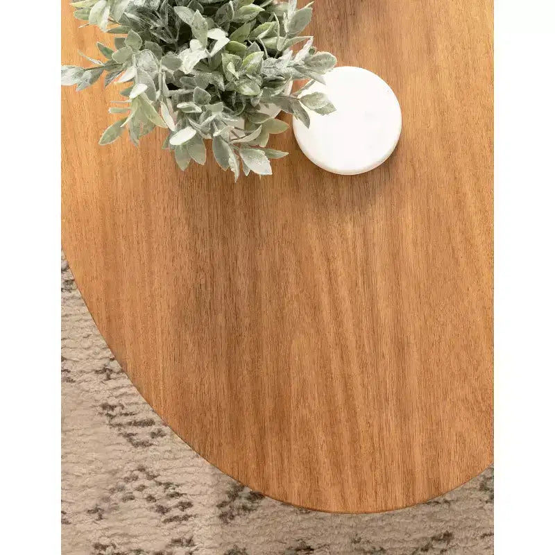 Table basse ovale en bois, 38x24x18, Naturel