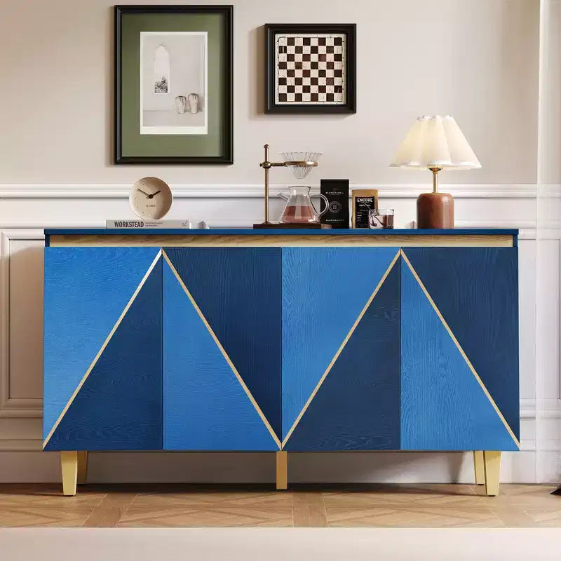 60 Buffet de cuisine avec rangement, buffet vintage 4 portes avec étagères réglables, meuble de bar à café