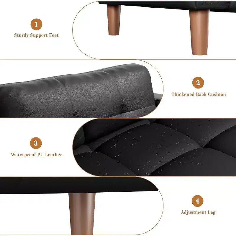 Canapé 3 places 83 en similicuir, canapé moderne à assise profonde avec coussins à ressorts pour salon ou bureau