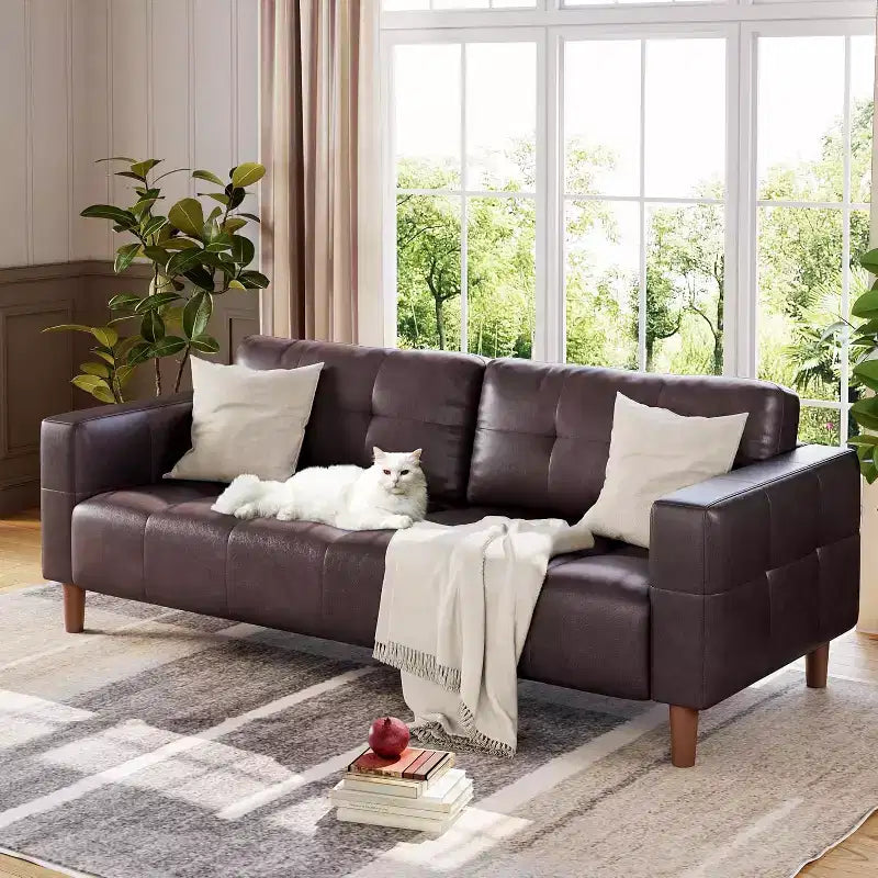 Canapé 3 places 83 en similicuir, canapé moderne à assise profonde avec coussins à ressorts pour salon ou bureau