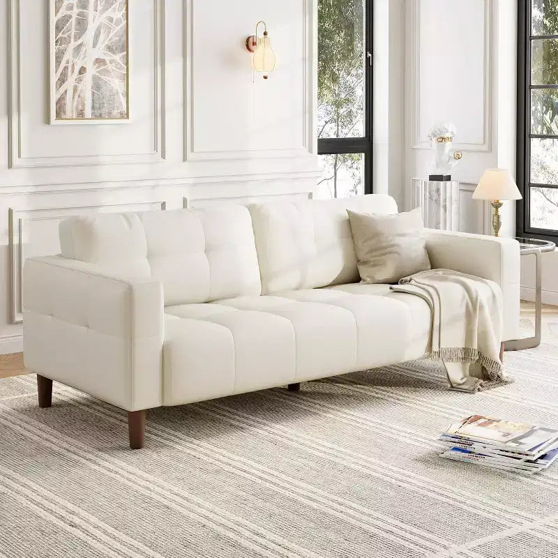 Canapé 3 places 83 en similicuir, canapé moderne à assise profonde avec coussins à ressorts pour salon ou bureau