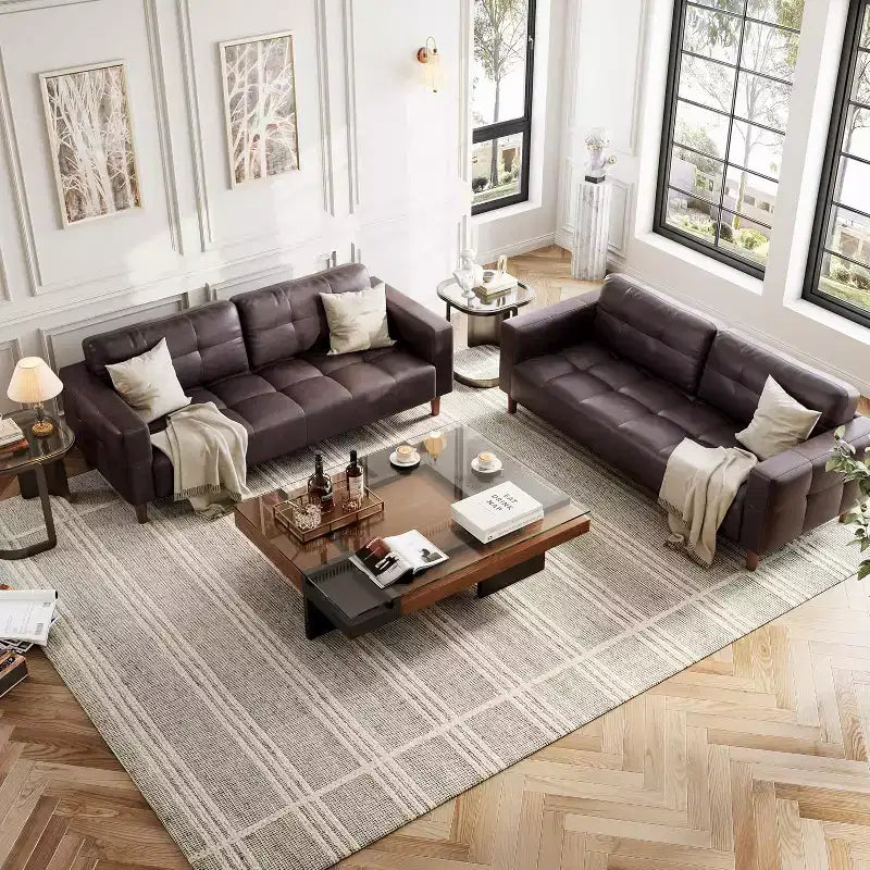 Canapé 3 places 83 en similicuir, canapé moderne à assise profonde avec coussins à ressorts pour salon ou bureau