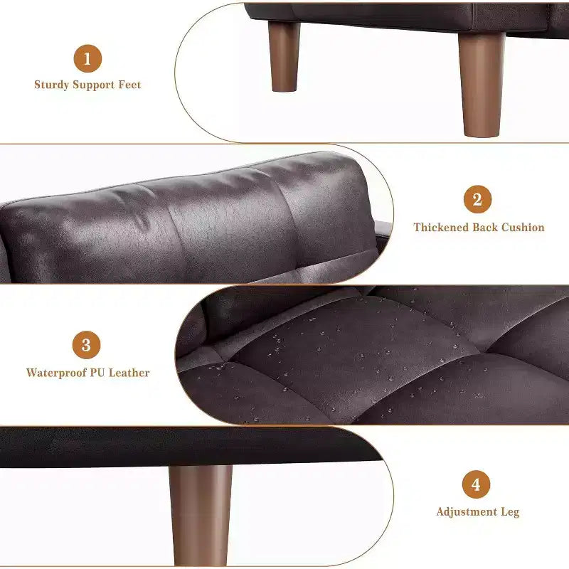 Canapé 3 places 83 en similicuir, canapé moderne à assise profonde avec coussins à ressorts pour salon ou bureau