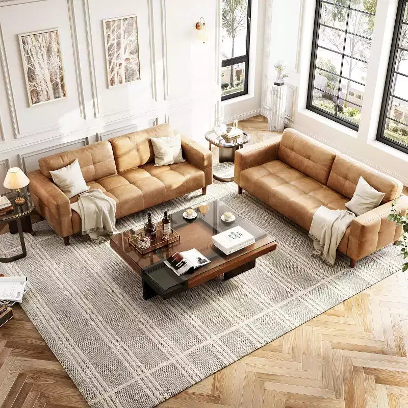 Canapé 3 places 83 en similicuir, canapé moderne à assise profonde avec coussins à ressorts pour salon ou bureau