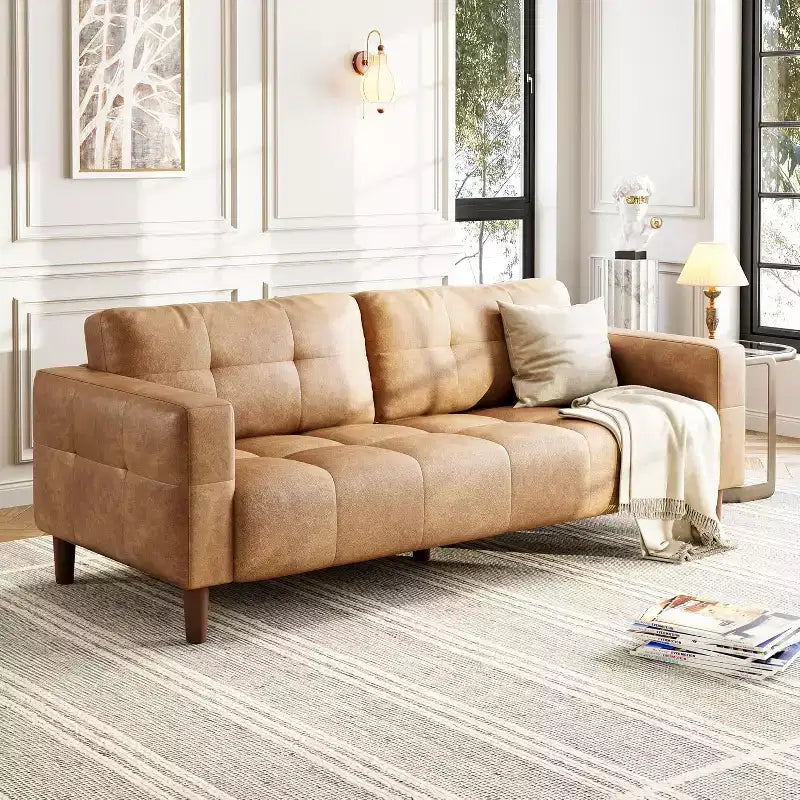 Canapé 3 places 83 en similicuir, canapé moderne à assise profonde avec coussins à ressorts pour salon ou bureau
