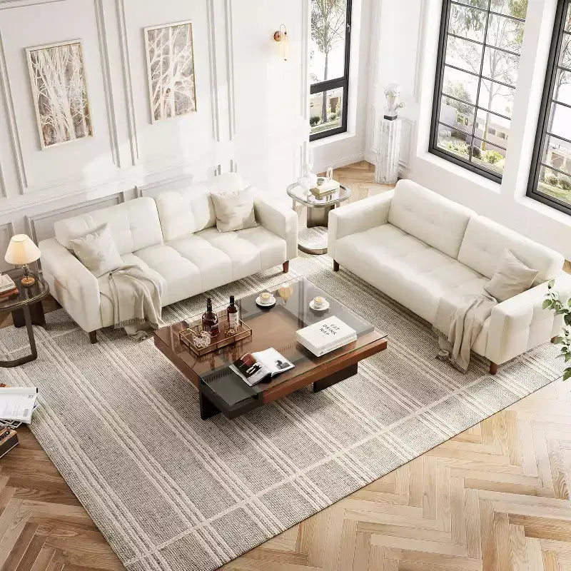Canapé 3 places 83 en similicuir, canapé moderne à assise profonde avec coussins à ressorts pour salon ou bureau