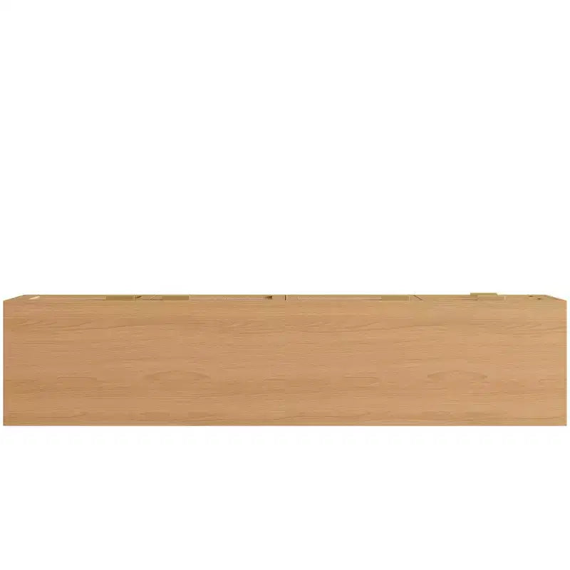 Meuble TV pour téléviseurs jusqu'à 80 pouces, meuble console média en rotin avec 2 tiroirs, trous passe-câbles et pieds en bois massif, naturel