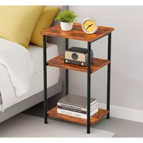 Table de chevet 3 niveaux avec pieds réglables, 1 ou 2 tables d'appoint compactes avec étagères de rangement, tables de chevet pour salon, chambre, salle de bain
