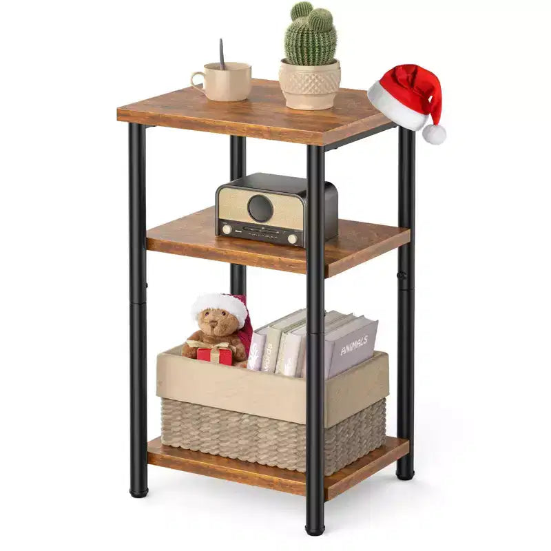 Table de chevet 3 niveaux avec pieds réglables, 1 ou 2 tables d'appoint compactes avec étagères de rangement, tables de chevet pour salon, chambre, salle de bain