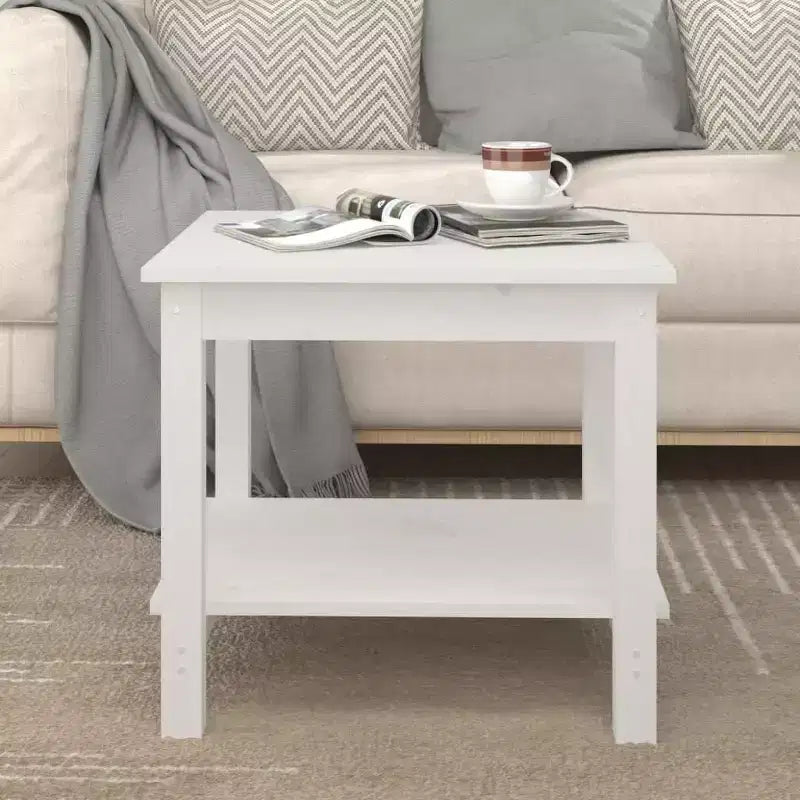 Table basse pin massif blanc - 19,7 x 19,7 x 17,7