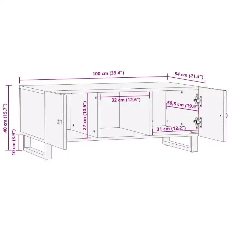 Table basse bois massif de récupération couleurs mélangées