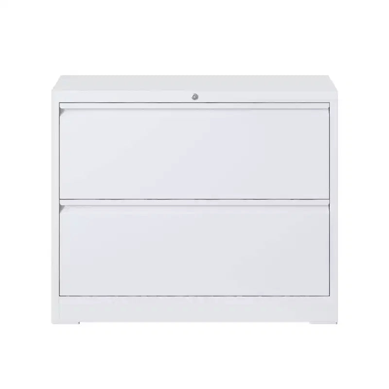 Classeur latéral 2 tiroirs 35H avec serrure, meuble de rangement métallique verrouillable pour bureau à domicile, adapté aux formats Legal/Letter/A4/F4 (Blanc)