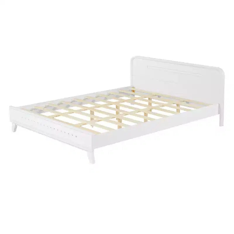 Cadre de lit double/king size, lit plateforme en bois de pin avec tête de lit, pas besoin de sommier tapissier