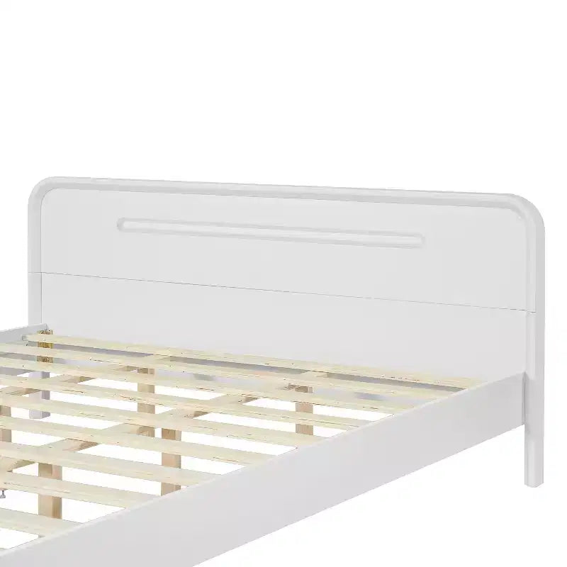 Cadre de lit double/king size, lit plateforme en bois de pin avec tête de lit, pas besoin de sommier tapissier