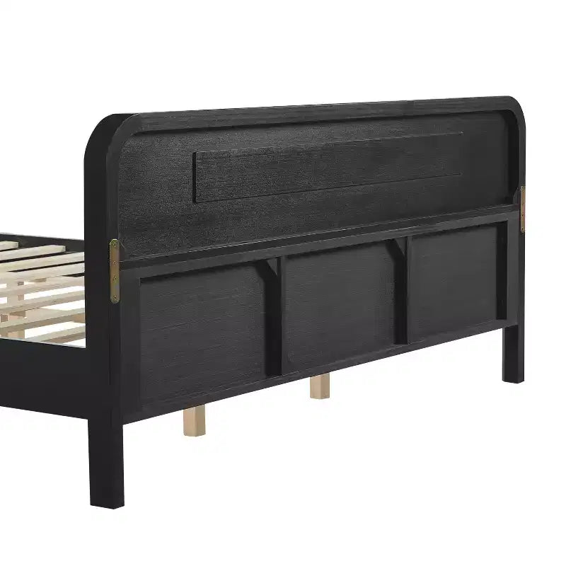 Cadre de lit double/king size, lit plateforme en bois de pin avec tête de lit, pas besoin de sommier tapissier