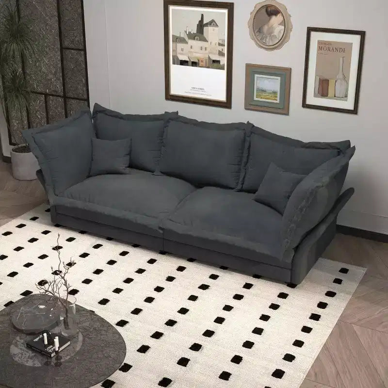 Canapé Moderne Confortable Rembourré "Cloud Couch", Canapé Profond avec Plusieurs Grands Coussins Gris