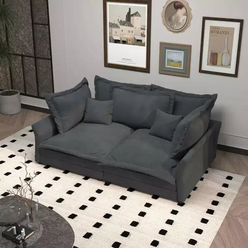 Canapé Moderne Confortable Rembourré "Cloud Couch", Canapé Profond avec Plusieurs Grands Coussins Gris