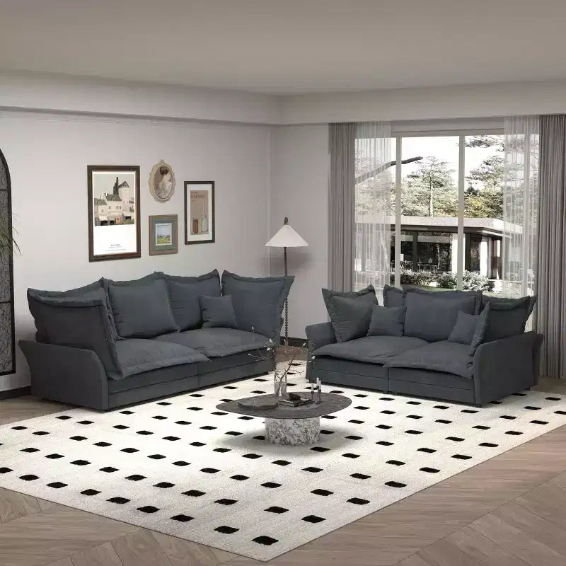 Canapé Moderne Confortable Rembourré "Cloud Couch", Canapé Profond avec Plusieurs Grands Coussins Gris